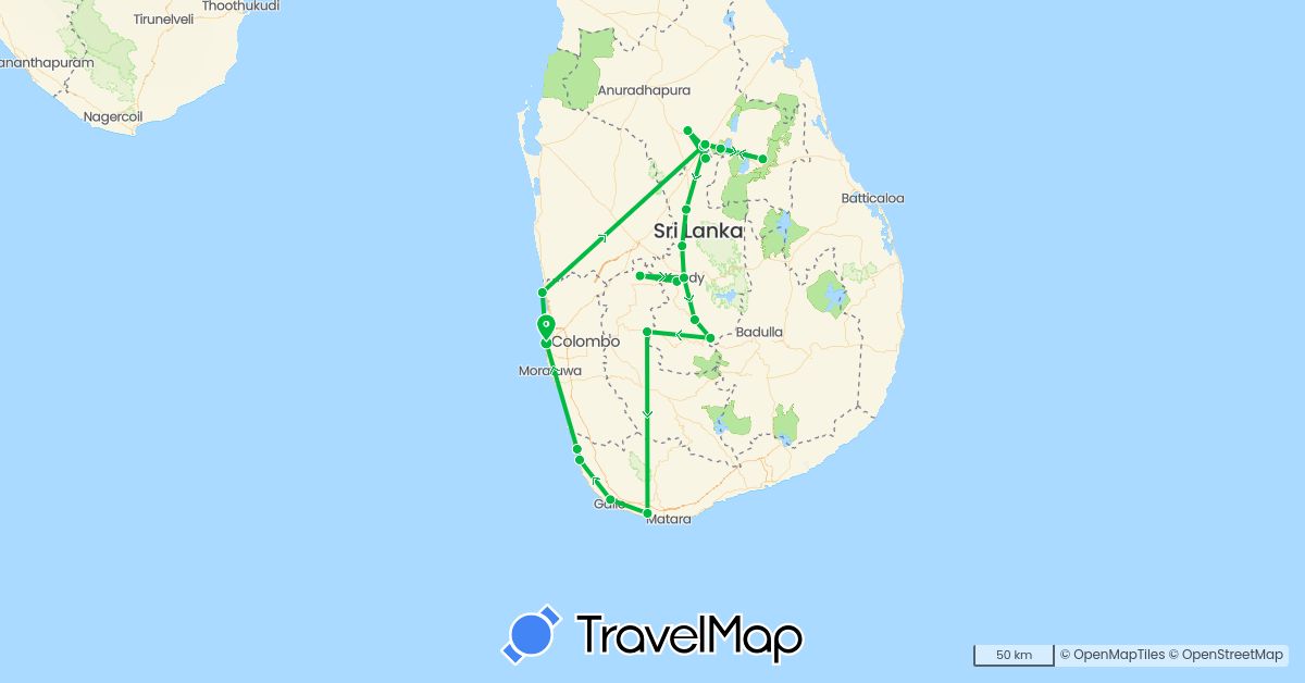 TravelMap itinerary: bus in Sri Lanka (Asia)