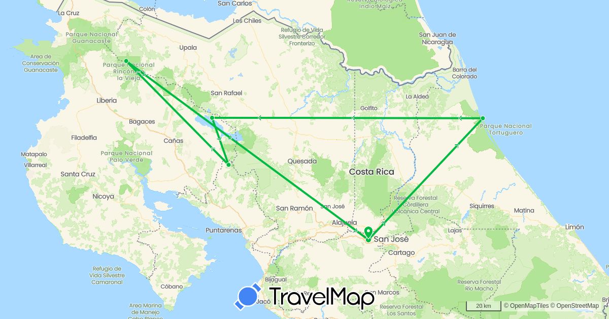 TravelMap itinerary: bus in Costa Rica (North America)