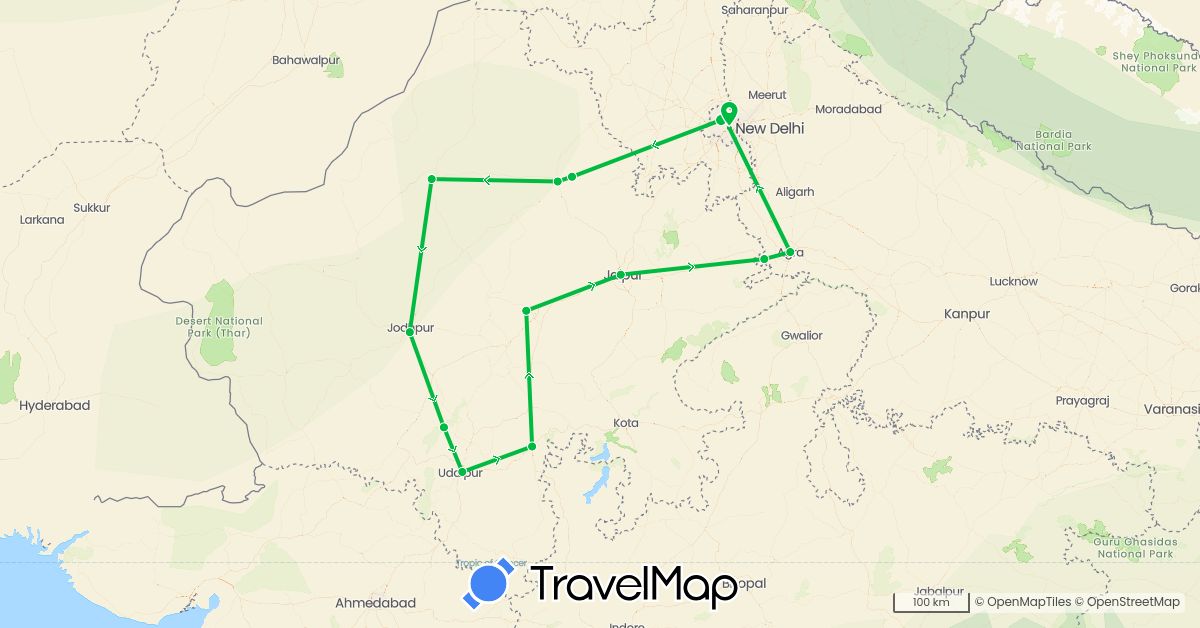 TravelMap itinerary: bus in India (Asia)
