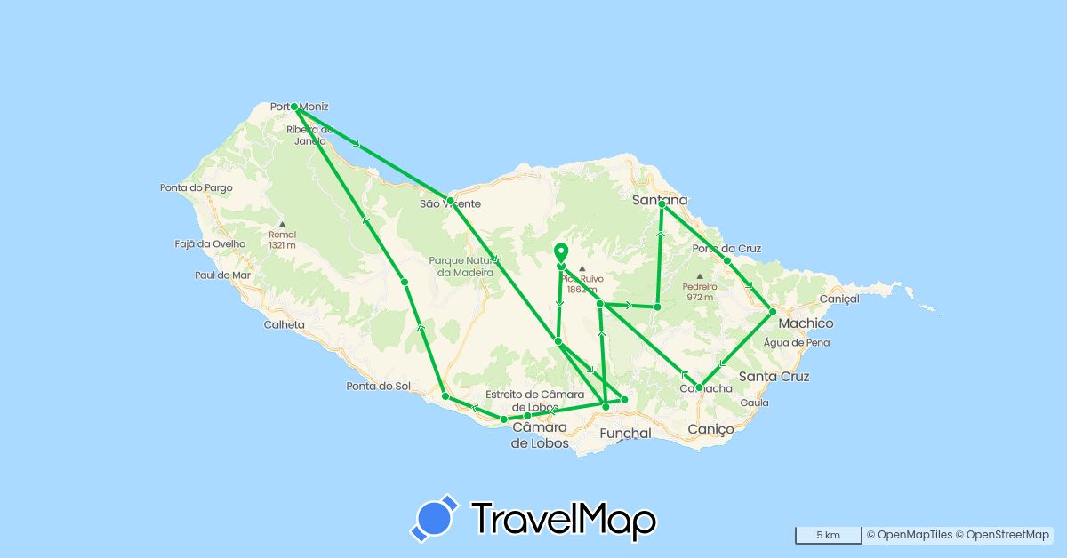 TravelMap itinerary: bus in Portugal (Europe)
