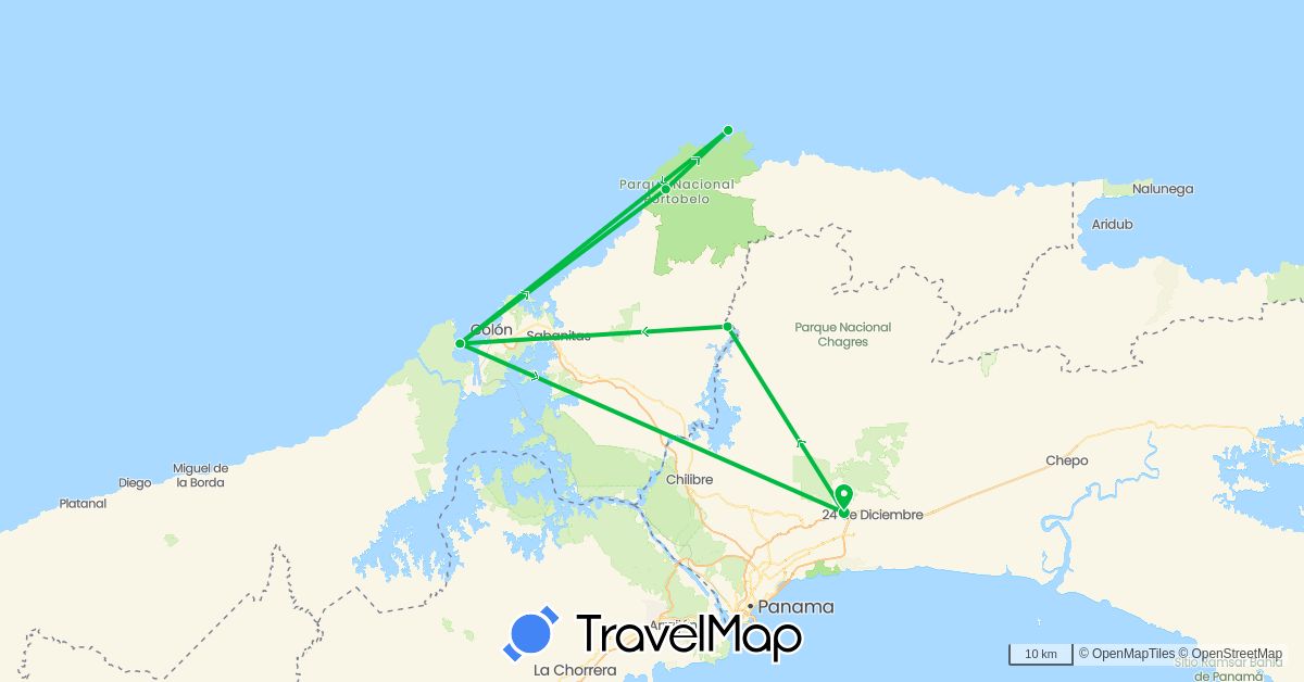 TravelMap itinerary: bus in Panama (North America)