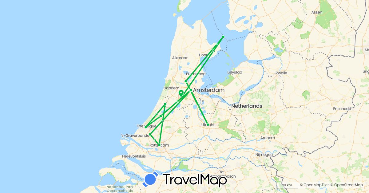 TravelMap itinerary: driving, bus in Netherlands (Europe)