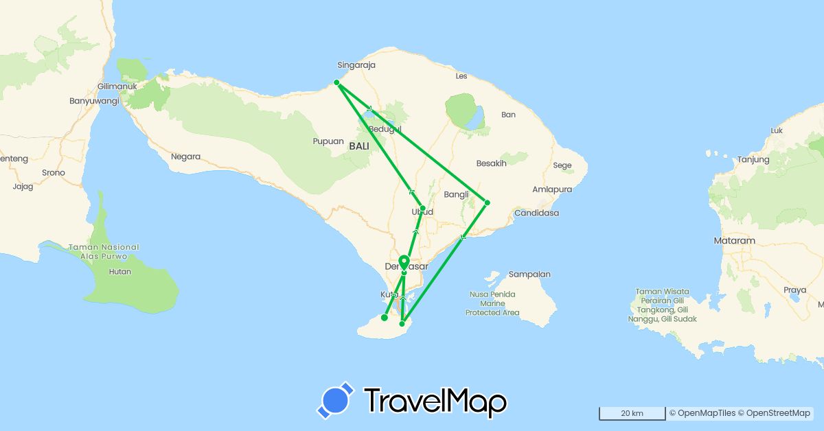 TravelMap itinerary: driving, bus in Indonesia (Asia)